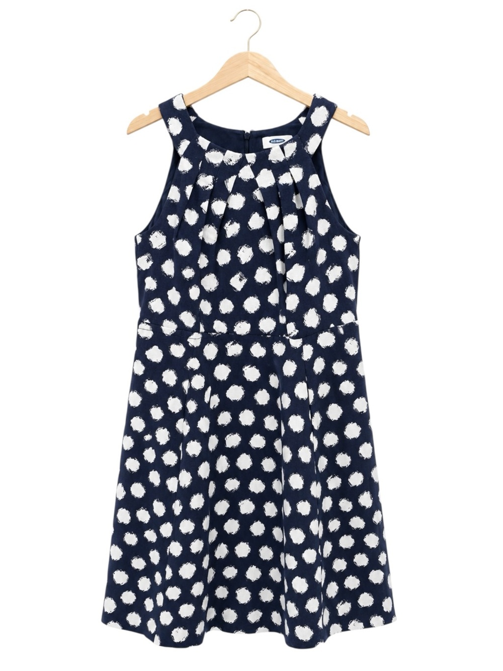 Polka Dot Fit & Flare Dress Navy White Sleeveless Career Size 6 Feminine Brunch